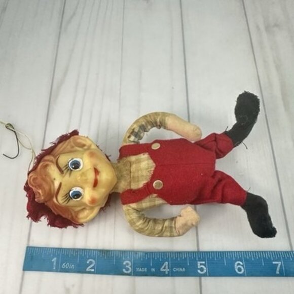 Vintage 1950's Felt Pixie Elf Overalls Christmas Ornament 6" - Picture 4 of 5